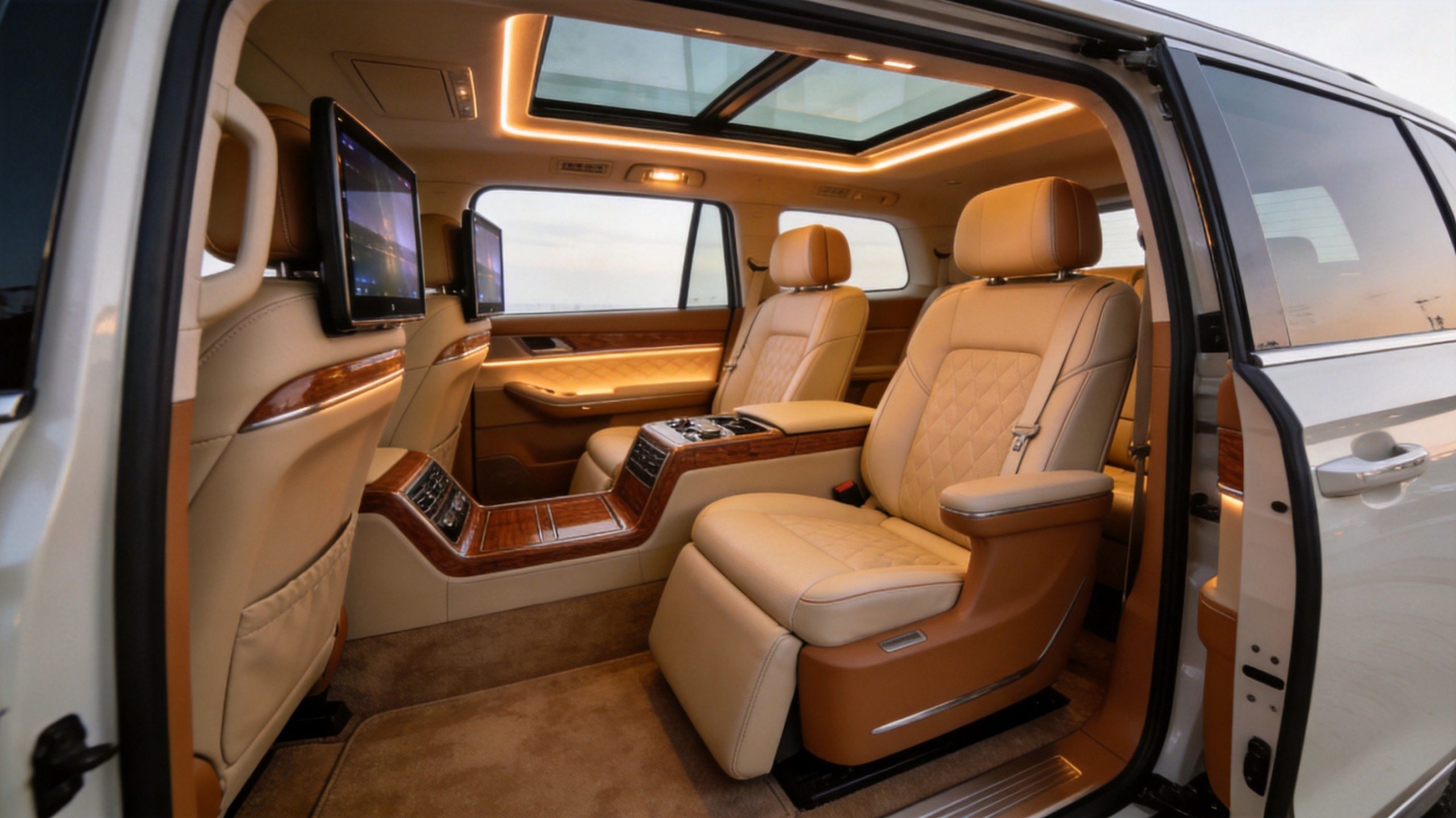 BYD Linghui M9 three-row PHEV MPV interior with captain seats and Dynasty Network trim