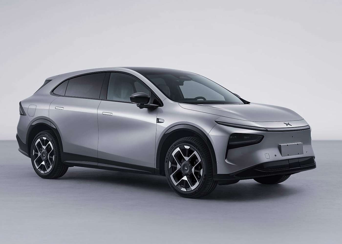 XPeng G7 SUV silver-grey studio render
