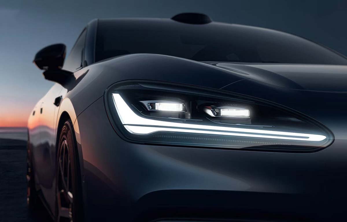 Geely Galaxy TT front fascia detail showing rectangular headlight clusters and lower fascia active air intake with electrically actuated shutters