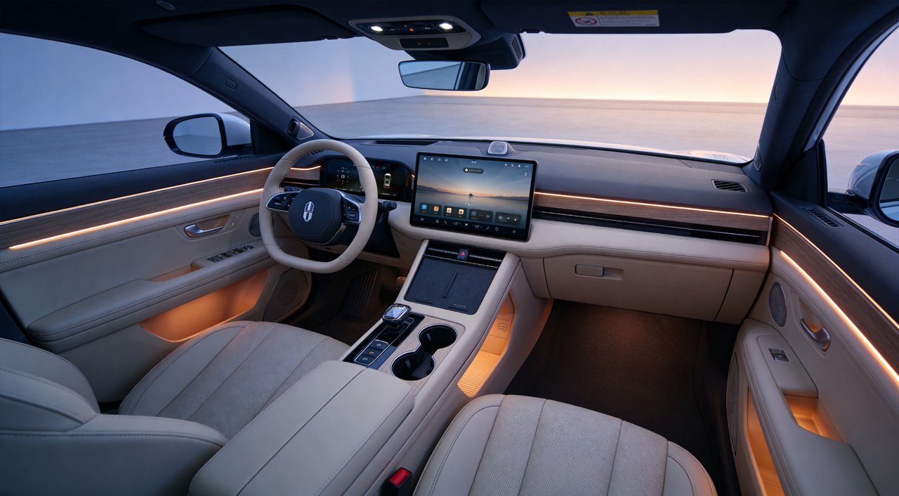 AITO M9 luxury SUV with roof LiDAR during urban NOA operation on Chinese expressway