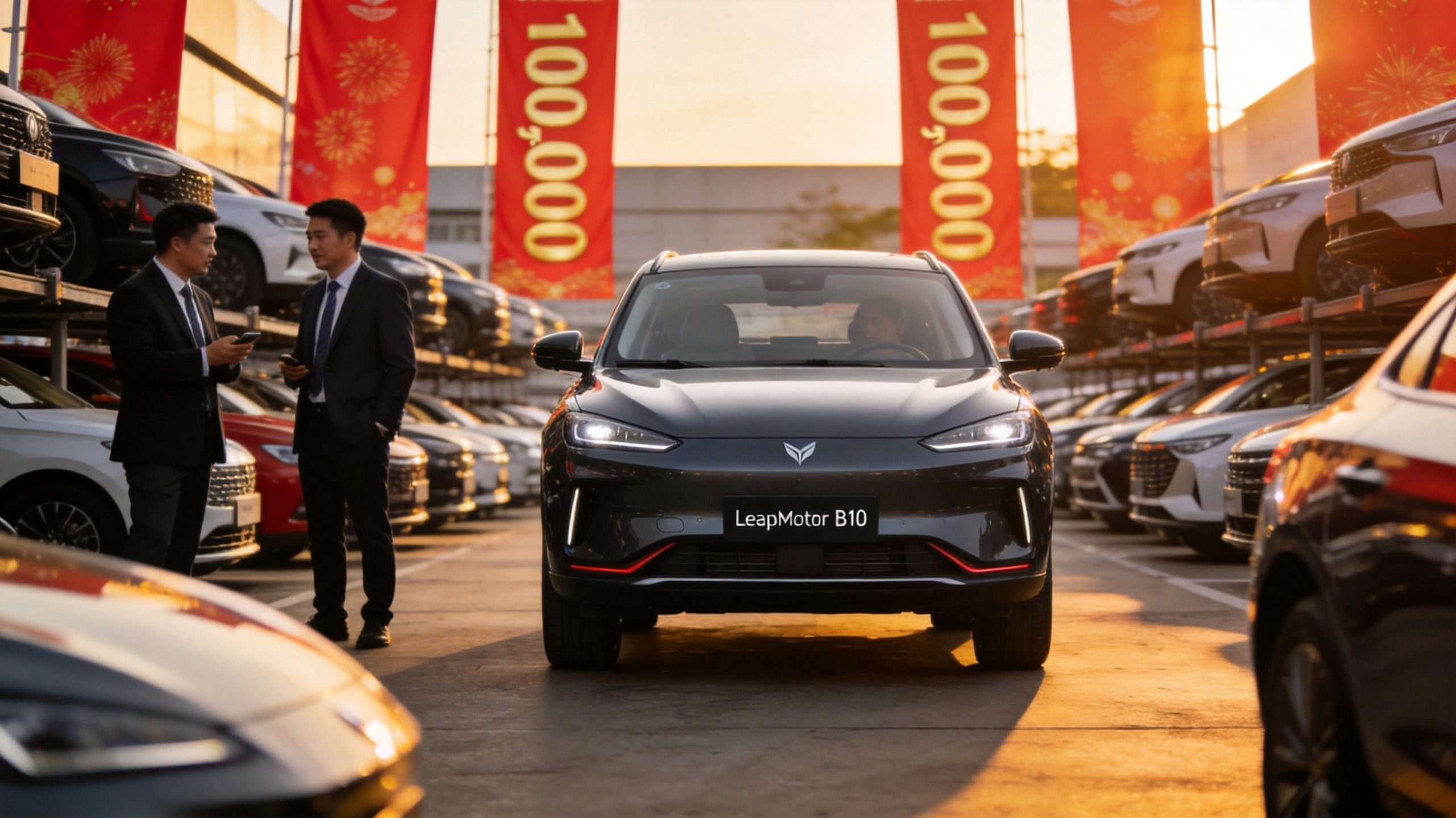Leapmotor vehicles at a European port