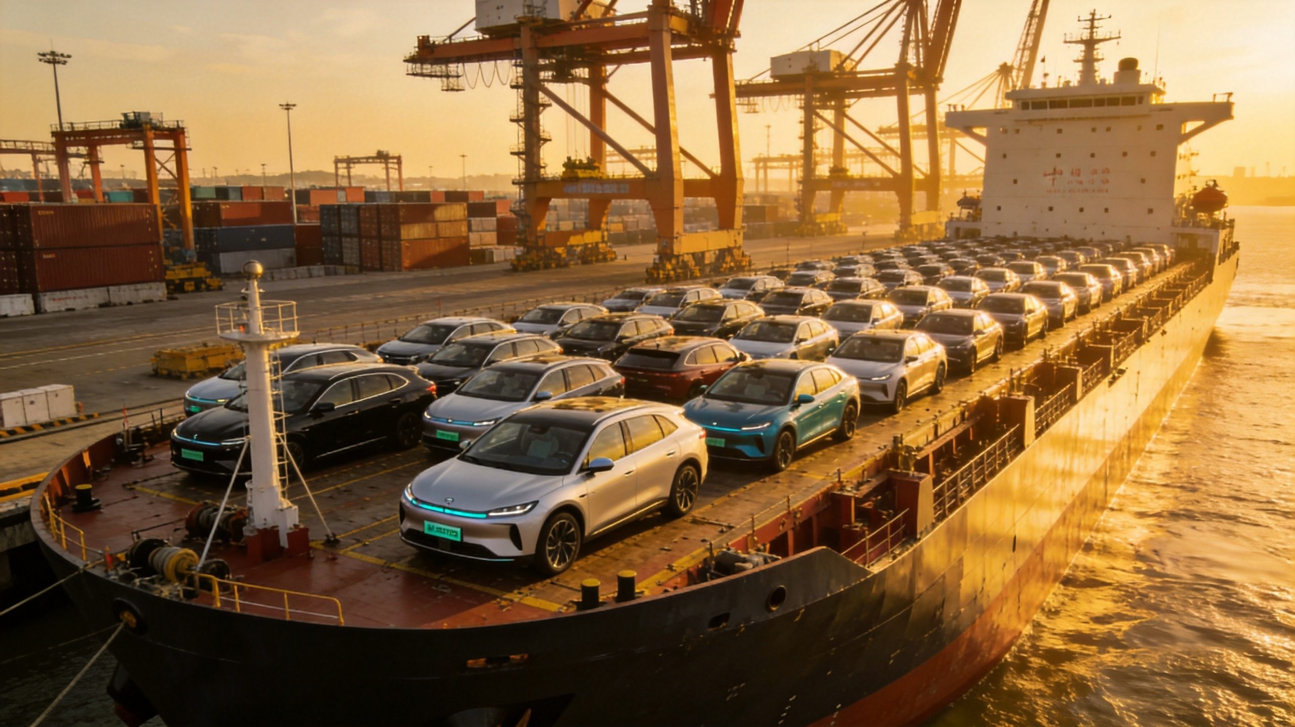 Chinese EV exports at port
